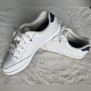 EUC Genuine Leather Sneakers In White And Navy